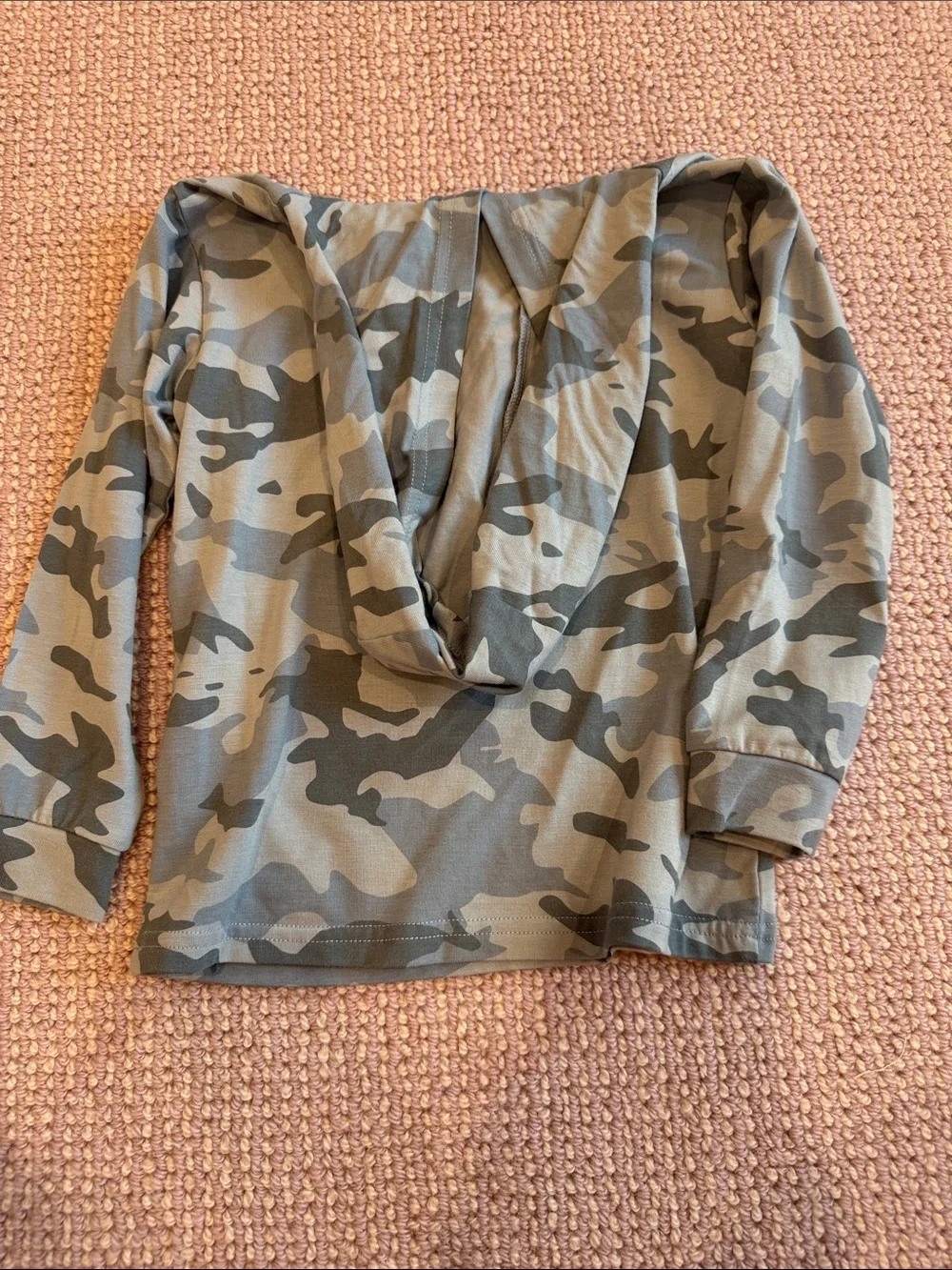 Kids Gray Camouflage Hooded Long-Sleeve Shirt